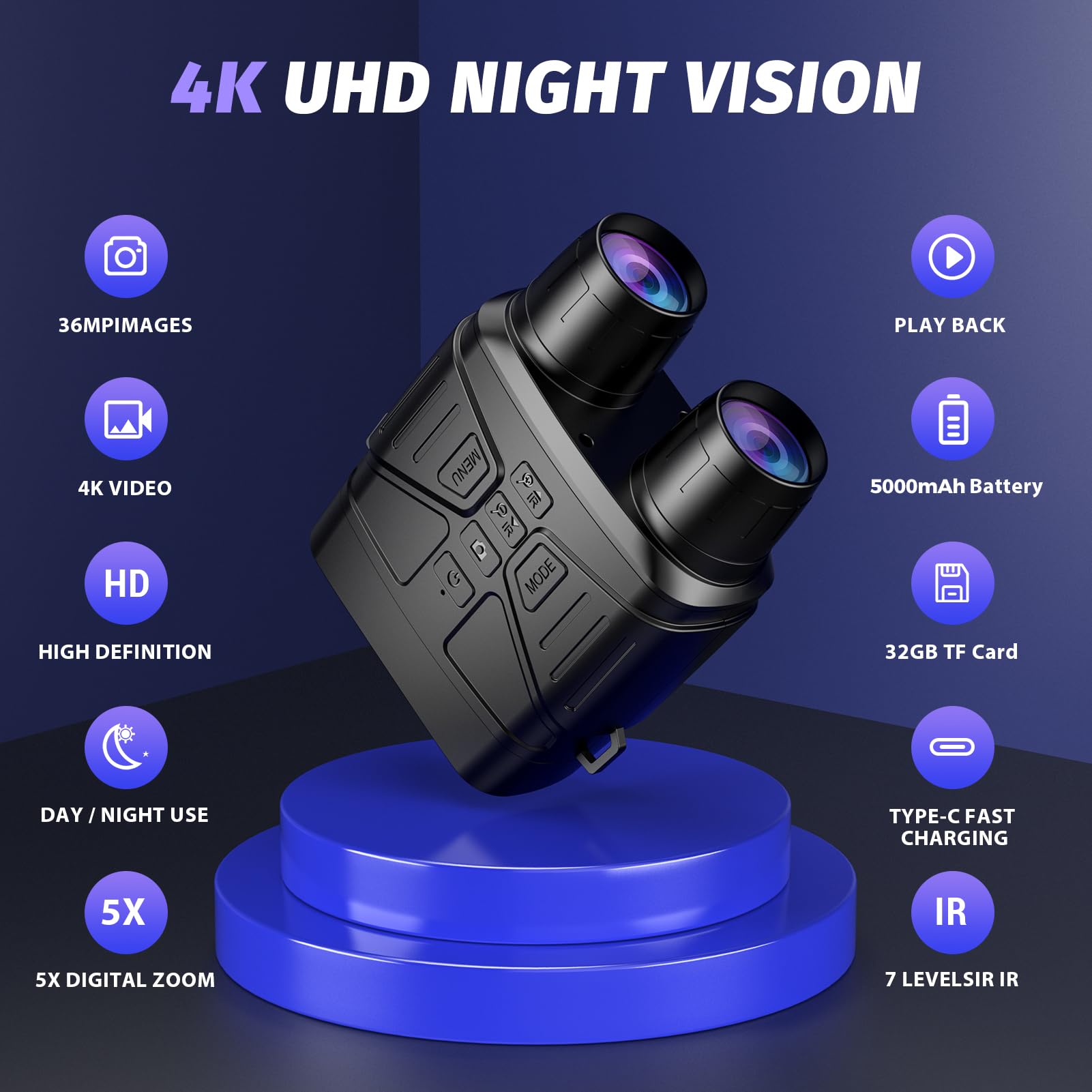 4K Night Vision Goggles, Black